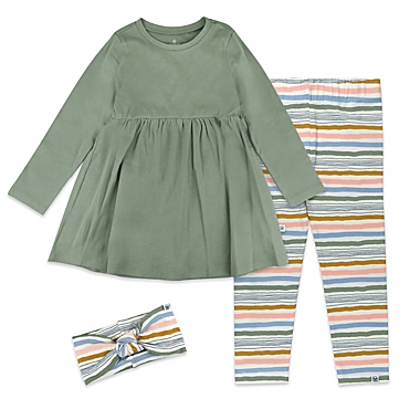 Honest&reg; Size 2T 3-Piece Organic Cotton Tunic Dress, Legging, and Headband Set in Olive. View a larger version of this product image.