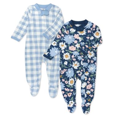 Honest&reg; 2-Piece Organic Cotton Plaid/Floral Sleep &amp; Play Set in Blue/Navy. View a larger version of this product image.