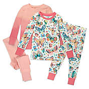 The Honest Company&reg; Size 2T 4-Piece Ombr&eacute; Butterfly Long Sleeve Pajama Set in Pink