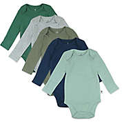 Honest&reg; 5-Pack Organic Cotton Long Sleeve Bodysuits in Navy/Teal
