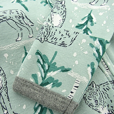 Honest&reg; Newborn 2-Pack Plaid/Wolf Organic Cotton Sleep &amp; Plays in Green/Grey. View a larger version of this product image.