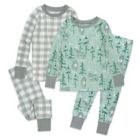 Alternate image 0 for Honest&reg; Size 3T 4-Piece Plaid/Wolf Organic Cotton Long Sleeve PJ Set in Green/Multi