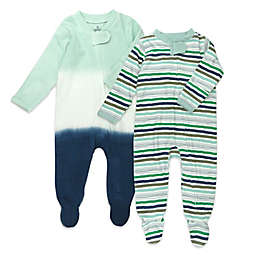 Honest® Size 0-3M 2-Pack Striped Organic Cotton Sleep & Plays in Navy/White