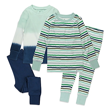 Honest&reg; Size 3T 4-Piece Striped Organic Cotton Long Sleeve PJ Set in Blue/Multi. View a larger version of this product image.