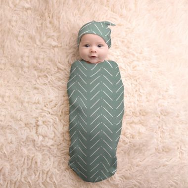 Itzy Ritzy&reg; Cutie Cocoon&trade; Size 0-3M Mudcloth 2-Piece Cocoon and Hat Set in Sage. View a larger version of this product image.