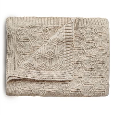 Mushie Knitted Honeycomb Baby Blanket in Beige
