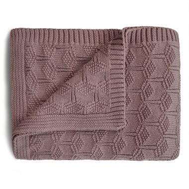 Mushie Knitted Honeycomb Baby Blanket in Desert Rose. View a larger version of this product image.
