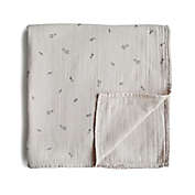 Mushie Muslin Organic Cotton Swaddle Blanket in Rocket Ship Print