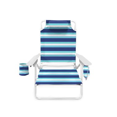 H for Happy&trade; 5-Position Beach Chair in Blue Stripe. View a larger version of this product image.