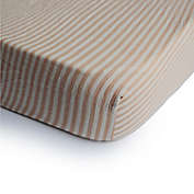 Mushie Extra-Soft Muslin Crib Sheet in Natural Stripe