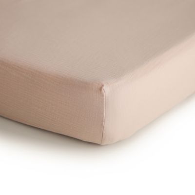 Mushie Extra-Soft Muslin Mini Crib Sheet in Blush