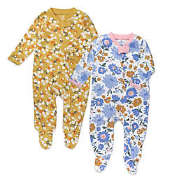 The Honest Company® 2-Pack Painterly Floral Organic Cotton Sleep & Plays in Gold/Blue