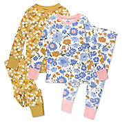 Honest&reg; 4-Piece Floral Organic Cotton Long Sleeve Pajama Set in Blue/Gold