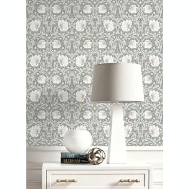 NextWall® Primrose Floral Peel and Stick Wallpaper in Grey | Bed Bath