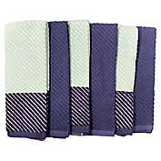 Simply Essential&trade; Diagonal Stripe Kitchen Towels in Navy/Beach Glass (Set of 6)