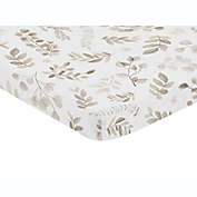 Sweet Jojo Designs&reg; Botanical Leaf Mini Fitted Crib Sheet in Taupe/White