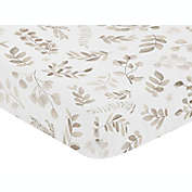 Sweet Jojo Designs&reg; Botanical Leaf Fitted Crib Sheet in Taupe/White