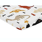 Sweet Jojo Designs&reg; Dinosaur Mini Crib Sheet in Orange/Black