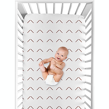 Sweet Jojo Design&reg; Dinosaur Arrow Crib Sheet in White. View a larger version of this product image.