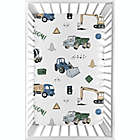 Alternate image 1 for Sweet Jojo Designs&reg; Construction Trucks Mini Crib Sheet in Blue/Green