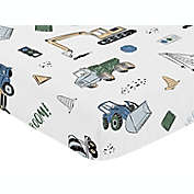 Sweet Jojo Designs&reg; Construction Trucks Fitted Crib Sheet in Blue/Green
