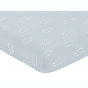 Sweet Jojo Designs&reg; Airplane Cloud Fitted Crib Sheet in Blue/White