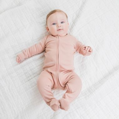 Colored Organics Size 0-3M Peyton Organic Cotton Footie Zip Sleeper in Blush. View a larger version of this product image.