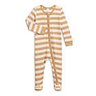 Alternate image 0 for Colored Organics Size 3-6M Peyton Striped Organic Cotton Footie Zip Sleeper in Tan
