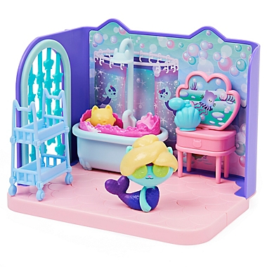 Gabby&#39;s Dollhouse 10-Piece MerCat Primp and Pamper Bathroom Play Set. View a larger version of this product image.