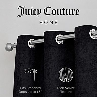 Juicy Couture&reg; 84-Inch Room Darkening Window Curtain Panels in Black (Set of 2). View a larger version of this product image.