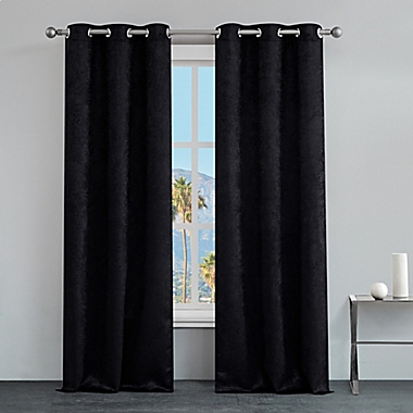 Juicy Couture&reg; 84-Inch Room Darkening Window Curtain Panels in Black (Set of 2). View a larger version of this product image.