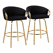 LumiSource&reg; Claire Swivel Counter Stools in Black/Gold (Set of 2)