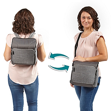 Contours Explore&reg; 2-in-1 Portable Booster Seat and Diaper Bag in Graphite. View a larger version of this product image.