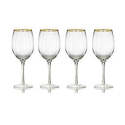 Qualia Rocher All Purpose Stemmed Wine Glasses in Gold (Set of 4)