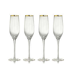 Qualia Rocher Champagne Flutes in Gold (Set of 4)