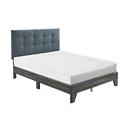 Hodedah® Platform Bed with Upholstered Headboard in Grey