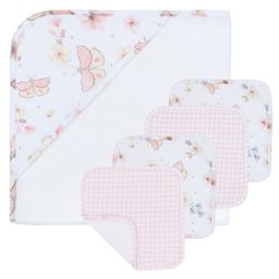 Living Textiles 5-Piece Fly Away Bath Gift Set in Pink
