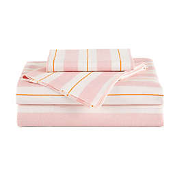 The Novogratz Corbel Stripe Twin XL Sheet Set in Pink