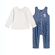 Tommy Hilfiger&reg; Size 6-9M 2-Piece Long Sleeve Top and Overall Set in White/Denim