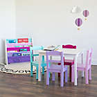 Alternate image 2 for Tot Tutors 5-Piece Wooden Table and Chairs Set in White/Purple/Pink