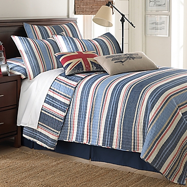 Levtex Home Oliver 3-Piece Full/Queen Quilt Set in Blue. View a larger version of this product image.