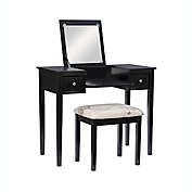 Folding-Top 2-Piece Vanity Set with Butterfly-Print Bench