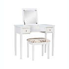Alternate image 0 for Folding-Top 2-Piece Vanity Set with Butterfly-Print Bench in White