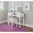 Alternate image 1 for Folding-Top 2-Piece Vanity Set with Butterfly-Print Bench in White