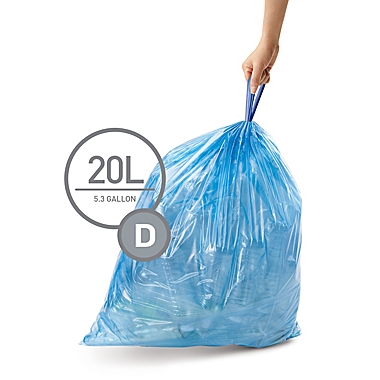 simplehuman&reg; Code D 60-Pack 20-Liter Custom-Fit Recycling Liners in Blue. View a larger version of this product image.
