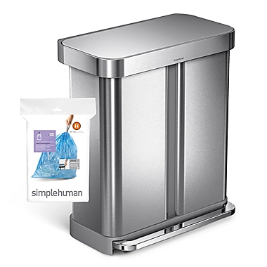 simplehuman&reg; Code H 60-Pack 30-35-Liter Custom-Fit Recyclable Liners in Blue. View a larger version of this product image.