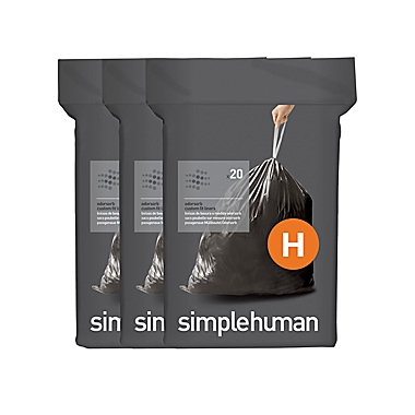 simplehuman&reg; Code H 60-Pack 30-35-Liter Odorsorb Custom-Fit Trash Liners. View a larger version of this product image.