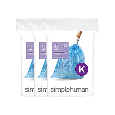 simplehuman&reg; Code K 60-Pack 35-45-Liter Custom-Fit Recycling Liners in Blue. View a larger version of this product image.