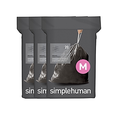 simplehuman&reg; Code M 60-Pack 45-Liter Odorsorb Custom Fit Liners in Black. View a larger version of this product image.