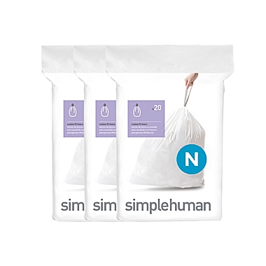 simplehuman&reg; 60-Pack Code N 45-50-Liter Custom-Fit Liners in White. View a larger version of this product image.